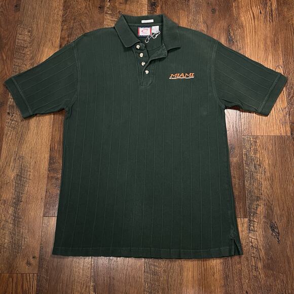 VTG Miami Hurricanes Polo Shirt Adult Large UM Football 90s - Picture 1 of 5